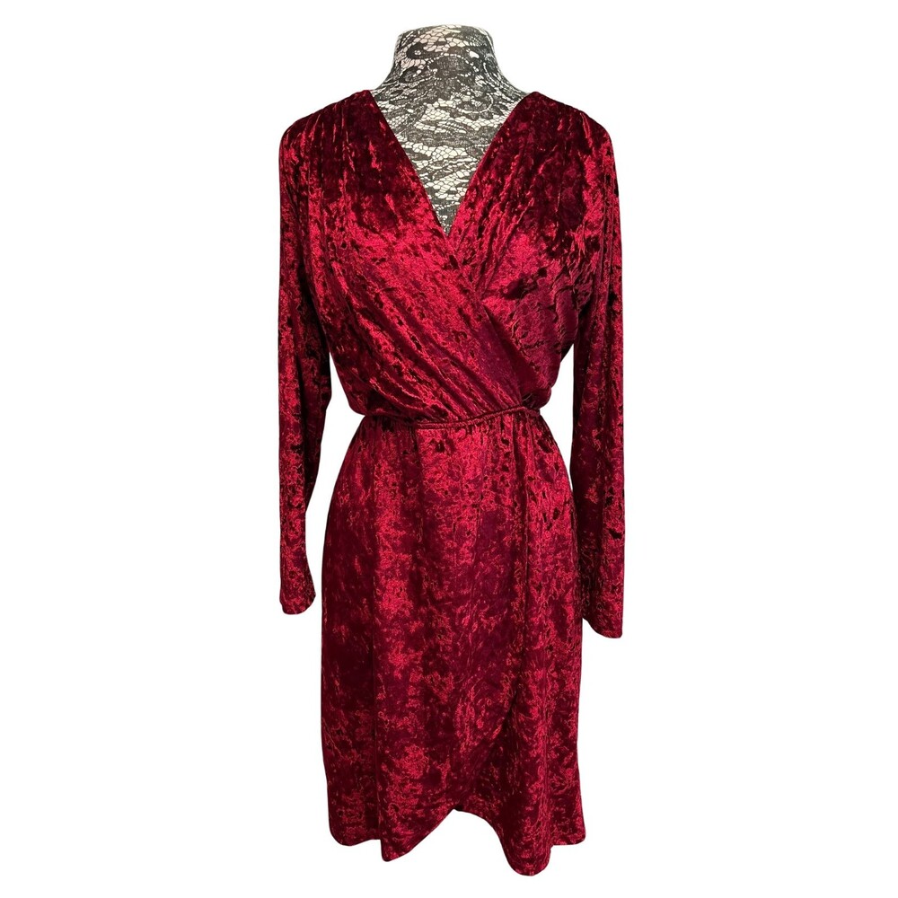 Espresso Red Velvet Wrap Dress